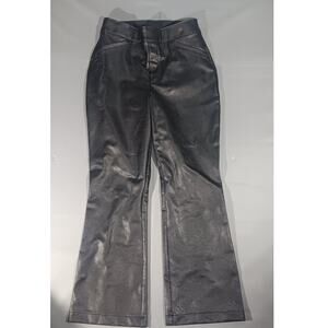 SPANX Faux Leather Flare Pants Small Black High Rise Stretch Shaping Trousers SP
